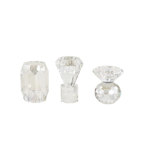 Clear Crystal Candle Holder, Set of 3 Crystal Clear Candlestick Stand for Pillar Taper Tealight Candle,Party, Wedding and Christmas Candle Holder Decoration - color: Transparent Color