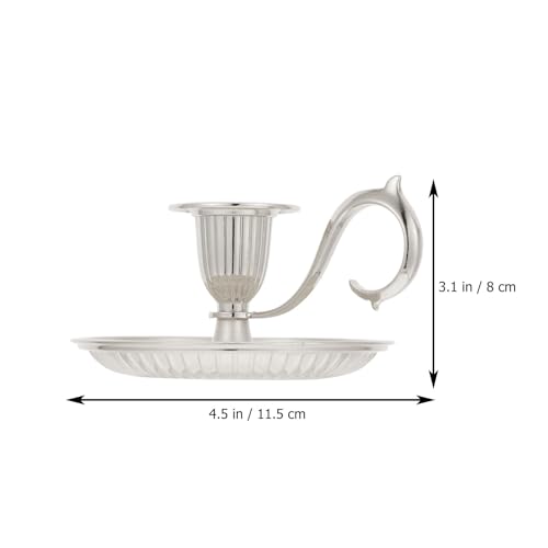 Healifty Retro Taper Candle Holder with Handle Vintage Metal Tabletop Candlestick for Wedding Party Home Decor 4.52 Inch