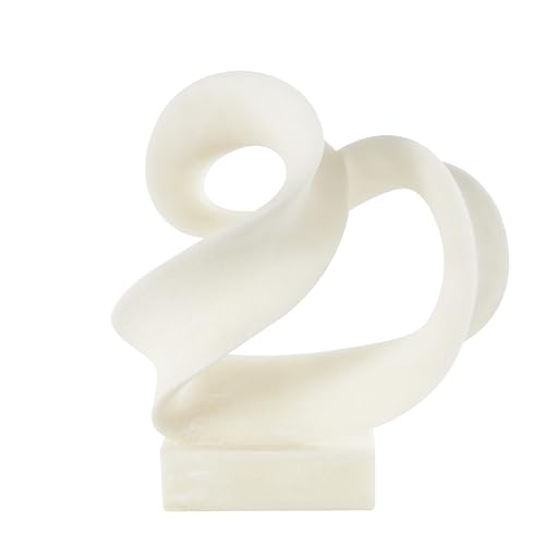 Deco 79 Polystone Abstract Decorative Sculpture Twisted Wave Home Decor Statue with Elevated Base, Accent Figurine 17" x 11" x 19", White - size: 17" x 11" x 19"