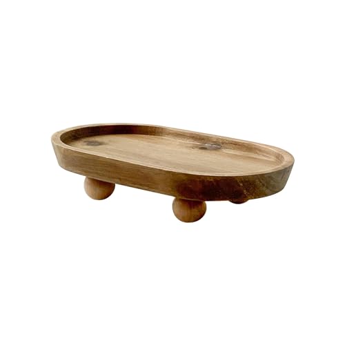 Vaveren Small Wooden Riser Wooden Pedestal for Display Tray Display Riser for Entry Table Farmhouse Kitchen Tabletop Centerpieces , Oval 11.8x19.8x4.3cm - color: Oval 11.8x19.8x4.3cm