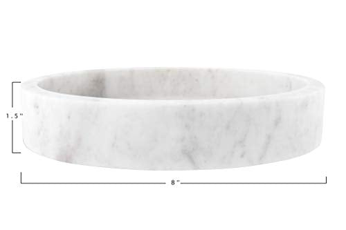 Creative Co-Op Minimalist Round Carved Marble Tray or Charcuterie Board, White - size: 8"