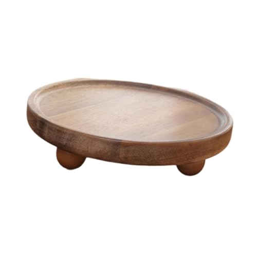 Wood Pedestal Stand Display Riser with Ball Legs Stylish Sturdy Organizer Decorative Tray Candle Stand for Home Vanity Entry , L