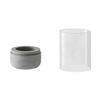 Danya B. Modern Cool Gray Cement Base and Glass Pillar Hurricane Candle Holder (Small)