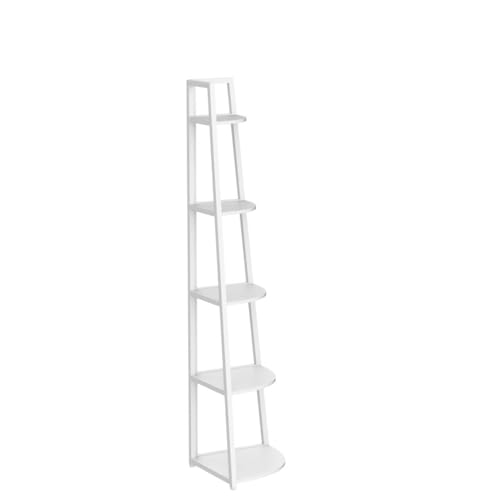 Tribesigns 70 inch Tall Corner Shelf, 5 Tier Modern Corner Bookshelf Bookcase Industrial Corner Ladder Shelf Plant Stand for Living Room, Kitchen, Home Office (White) - color: White