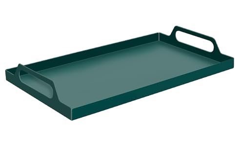 VANRA Metal Serving Tray Portable Bed Tray with Handles for Coffee Table, Living Room, Kitchen and Bathroom (Black Green) - color: Black Green