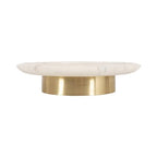 Kate and Laurel Sevienne Modern Glam Round Marble Tray, 10 Inch Diameter, White and Gold, Contemporary Scooped Pedestal Tray for Use as Entryway Tray Catchall or Small Coffee Table Tray