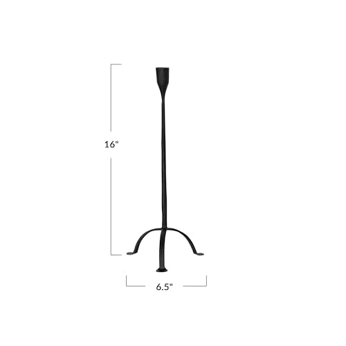 Creative Co-Op 16" H Hand-Forged Cast Metal Footed Taper Holder, Black
