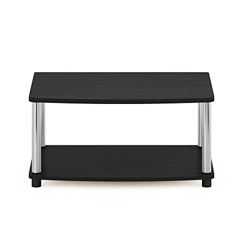 Furinno Turn-N-Tube No Tools 2-Tier Elevated TV Stand, Stainless Steel Tubes, Americano/Chrome, 13191AMSS - color: Americano/Chrome, size: 2-Tier