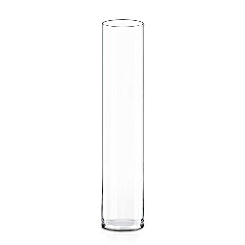 CYS Excel Clear Glass Cylinder Vase (H:24" D:4") | Multiple Size Choices Glass Flower Vase Centerpieces | Hurricane Floating Candle Holder Vase - size: H-24" D-4"
