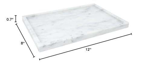 100% Natural Marble Serving Tray Luxury Marble Storage Tray for Home Decor Stone Tray for Bathroom/Kitchen/Vanity/Dresser,Plate Holder for Tissues, Candles, Towel - color: Marble Tray-carrara White