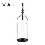 Hanging Wall Sconce Medieval Modern Wall Mounted Hurricane Candle Holder Glass & Metal Farmhouse Handcrafted Wall Art Decorations, Black Set of 2 HT21-0205B2 - color: Black-set of 2