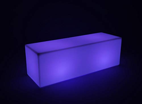 Displays2go LED Light Up Bench with Color Changing Lights, Rechargeable Battery - Light Up Plastic Bench for Events, Bars, Clubs, Outdoor Restaurants (FDLED47BST)
