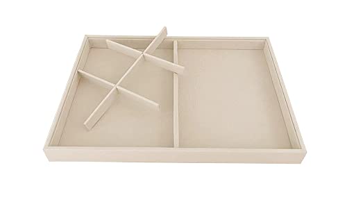 Premium Grade Beige Velvet Jewelry Organization Tray Multifunction 6 Grid Open Tray Drawer Insert Closet Divider Stackable Organizer - color: 6 Grid Open Tray