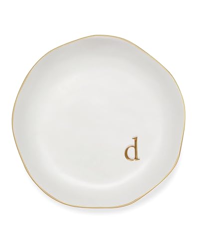Personalized Ceramic Ring Dish - Monogrammed Jewelry Tray, Handcrafted Room Decor Engagement Wedding Present - Mothers Day Valentines Christmas Birthday Gift Women, Engraved Initial d - style: d