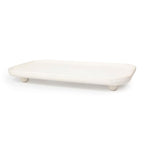 Travertine Marble Footed Tray in White Marble or Silver Travertine – Available in Two Sizes. (White, Large) - color: White, size: 13.8" x 7.9" x 1.4"