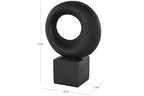 Deco 79 Polystone Geometric Decorative Sculpture Textured Cutout Ring Home Decor Statue with Block Base, Accent Figurine 10" x 5" x 14", Black - size: 10" x 5" x 14"