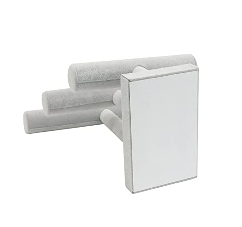 Wudygirl Ice Velvet Bracelet Display Stand with 3 Tier T-Bar Removable Bangle Holder Organizer for Bracelet Necklace Watch Hair Ties(Ice Velvet) - color: Gray, size: M