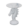 Modern End Table Living Room - Horse Statue White Faux Marble Night Stand, 23" Tall Contemporary‌ Side Table with Horse Head Base (17.73" Wide) for Reception Area & Bedroom - style: White Horse