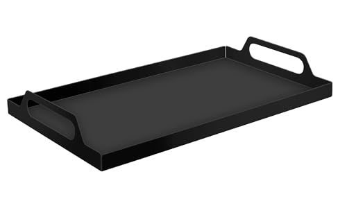 VANRA Metal Serving Tray Portable Bed Tray with Handles for Coffee Table, Living Room, Kitchen and Bathroom (Black) - color: Black