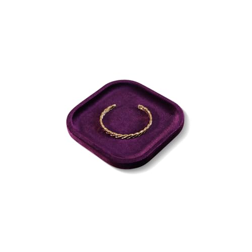 Resilient Velvet Jewelry Display Tray for Ring Earrings Bracelet Necklace, Flat Jewellery Dish for Showcase Store Retail Counter Exhibition Photography Livestream (Purple, Small) - color: Purple, size: Small