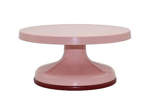 Creative Hobbies 10.5 Inch Rotating Cake Decorating Turntable - Pink Plastic - Revolving Cake Stand, Banding Wheel, Sculpture Stand with Sturdy Base