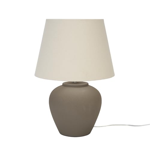 Nourison Home 20" Brown Matte Ceramic Table Lamp with Fabric Shade, Bedside Nightstand Lamp for Bedroom, Living Room, Entryway - color: Brown