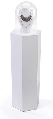 Displays2go Hexagon Pedestal Showcase, Laminated Particle Board - White (SMHEXPD36WHT)