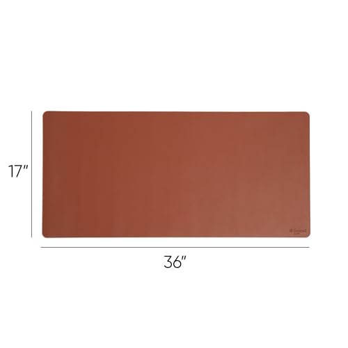 Smead Desk Pad, Vegan Leather Desk Mat with Non-Slip Faux Suede Backing, Perfect Desk Organizer for Office Decor, 36” x 17” Large, Saddle (64827) - color: Brown, size: 17" x 36"