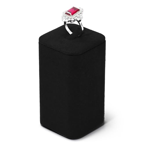 Microfiber Jewelry Ring Display Stand Rings Display Organizer Stand (Black, Medium) - size: 1.77" x 1.77" x 3.15"