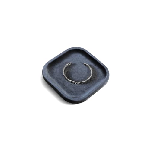 Resilient Velvet Jewelry Display Tray for Ring Earrings Bracelet Necklace, Flat Jewellery Dish for Showcase Store Retail Counter Exhibition Photography Livestream (Slate Gray, Small) - color: Slate Gray, size: Small