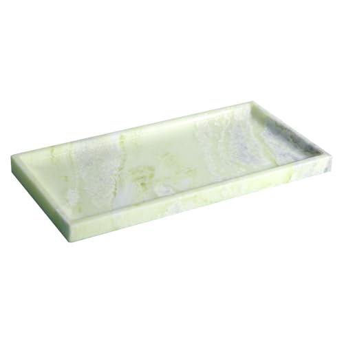 Luxury Natural Marble Tray, Handcrafted Vanity Catchall for Perfume, Jewelry, Soap, Elegant Bathroom & Kitchen Counter Decor - color: 036-fd Green
