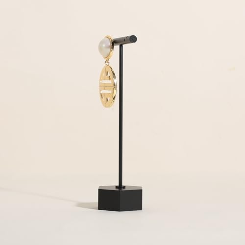 Black earring display stand for selling, Metal earring T bar holder for show, Jewelry earring storage organizer, jewelry photography props (Hexagon base-Black-High) - color: Black, size: High