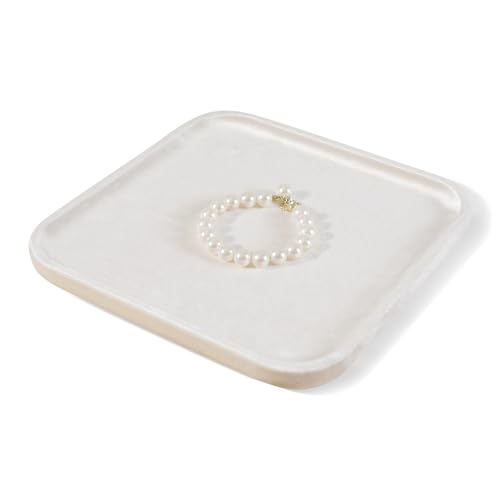 Resilient Velvet Jewelry Display Tray for Ring Earrings Bracelet Necklace, Flat Jewellery Dish for Showcase Store Retail Counter Exhibition Photography Livestream (Light Beige, Large) - color: Light Beige, size: Large