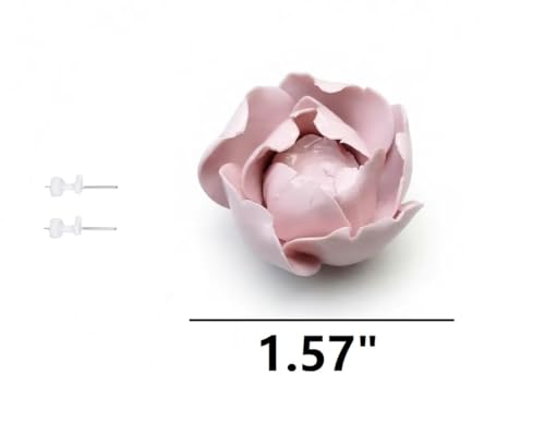 Peony Bud, 1.57" Ceramic Flower Wall Art Decor, Artificial Flower Wall Sculpture,Handmade Ceramic Flowers for Home,Hallway,Living Room, Kitchen,Bathroom (Pink) - color: Pink, Peony Bud, size: 1.57"