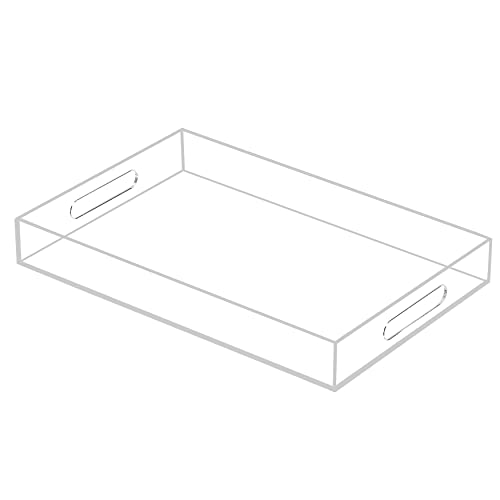 Acrylic Tray with Embedded Handle, 10x15 Inch, Clear - color: Clear, size: 15" x 10" x 2"