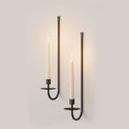 Black Candle Sconces Wall Decor Set of 2, Metal Wall Candle Holders, Modern Decor for Dining, Fireplace, Weddings & Living Room, Taper Candle Sconces - Elegant Gift Packaging