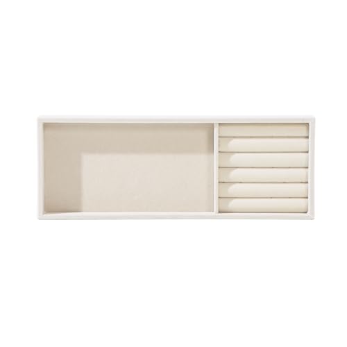 Divided Drawer Organizer Tray, Velvet Jewelry Storage Tray, Necklace Bracelet Ring Earring Display Tray,Bedside Nightstand Desk Holder Tray for Phone Watch Sunglasses Cosmetics Storage/Beige/2grid - color: Beige, size: Grid2