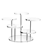 QWORK Round Acrylic Products Display Riser Stands, 5 Tier Displaying Risers Display Stands for Rings Earrings and Mini Figurines, Clear 1 Pack
