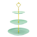 Lucky Will Green Tiered Dessert Serving Tray for Kid's Party Supplies Favors 3 Tier Cupcake Cake Stand for Birthday Tea Afternoon Halloween Christmas Candy Bar - color: Light Green