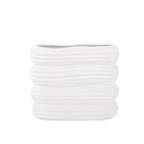 Howard Elliott Collection Hirst White Ceramic Vase with Ripple Texture, Modern Abstract Decorative Flower Vase for Weddings, Floral Arrangements and Home Decor, Small Size, 8 x 8 x 6.5 Inch - size: 6.5"L x 8"W