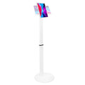 Mount-It! Anti-Theft Universal Tablet Floor Stand Kiosk, Locking Enclosure for iPad, Galaxy Tab & Surface Pro 9.7"–13.1", Height Adjustable 27.5"–47", Commercial Kiosk Stand, White - color: White