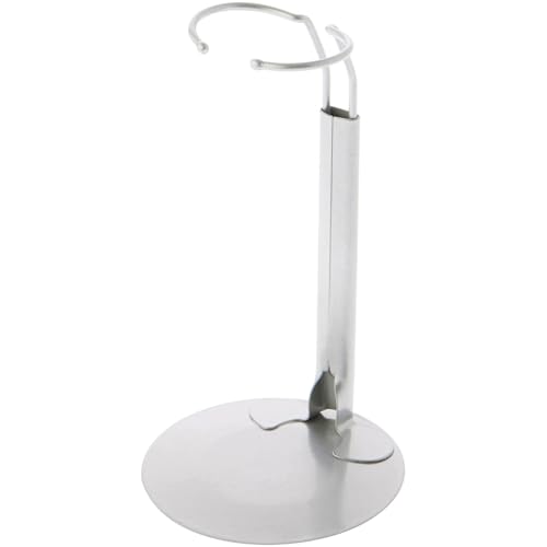 Plymor DSP-60S Silver Adjustable Doll Stand, fits 10, 11, 12, 13, and 14 inch Dolls or Action Figures, Waist is 2" - 2.5" wide, 5.5" - 7" around - color: Silver