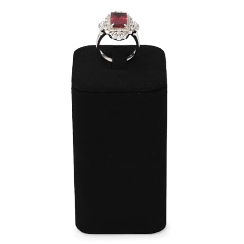 Microfiber Jewelry Ring Display Stand Rings Display Organizer Stand (Black, Medium) - size: 1.77" x 1.77" x 3.15"