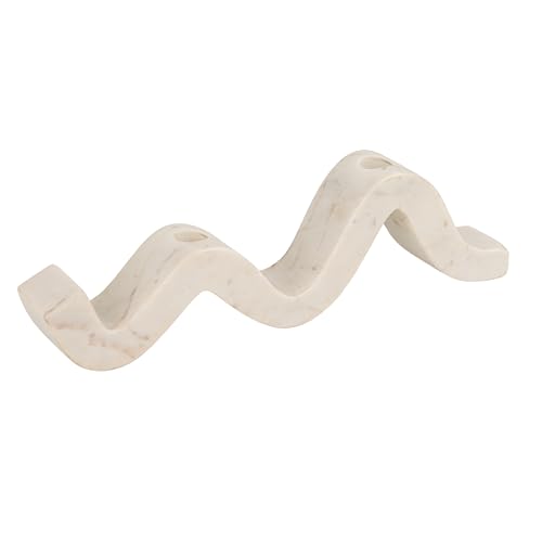 Bloomingville Marble Wave Double Taper Candle Holder, White - color: White