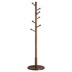 VASAGLE Solid Wood Coat Rack, Free Standing Hall Coat Tree with 7 Hooks, 3 Height Options, for Coats, Hats, Bags, Purses, for Entryway, Hallway, Rubberwood Hooks and Pole, Dark Walnut URCR07WN - color: Dark Walnut, style: Round Base + Spherical Hooks