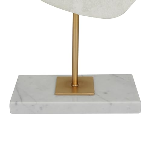 Deco 79 Polystone Abstract Decorative Sculpture Cut-Out Home Decor Statue with Marble Stand, Accent Figurine 7" x 3" x 20", White - size: 7" x 3" x 20"