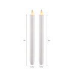 Flameless Taper Candles Flickering with Remote and Timer, 3D Moving Flame Taper Candle Battery Operated to 400 Hours, 9 Inch Window Candles, (White) - color: White