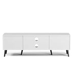 TV Stand for TVs up to 65 Inch, Modern Entertainment Center with Storage, Media Console Table with 2 Cabinets & Shelves, Wooden TV Stand for Living Room Bedroom, White - color: White