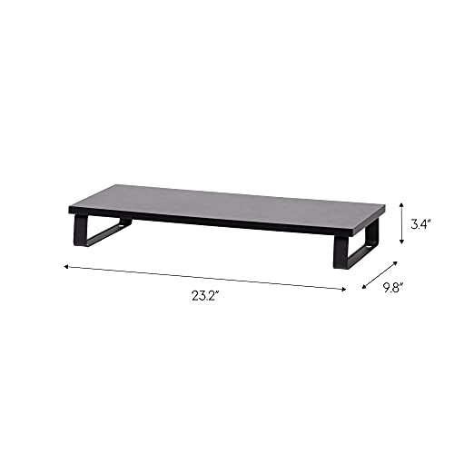 IRIS USA 1-Tier Multi-Purpose Modern PC Monitor Organizer Stand with Metal Legs, Ergonomic Desktop and Countertop Riser for Computer Laptop TV Kitchen Pantry and Closet Organization, Black - color: Black, size: 3.4" H