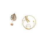 Fenteer Leaf Sculpture Metal Leaf Statue Art Figurine Crystal Ball Ornament Iron with Wood Base Elegant Decoration Suitable for Bedroom Living Room Office GIF